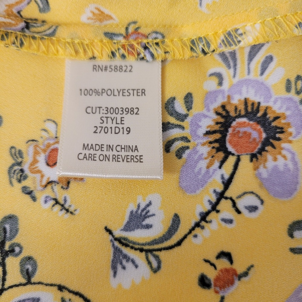 New Max Studio Wrap Skirt Womens XL Yellow Floral Ruffle Midi Romantic Cottage - Picture 15 of 16